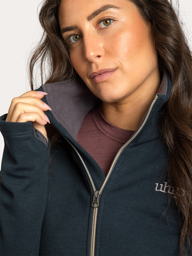 Woolblend Full Zip Blue Graphite