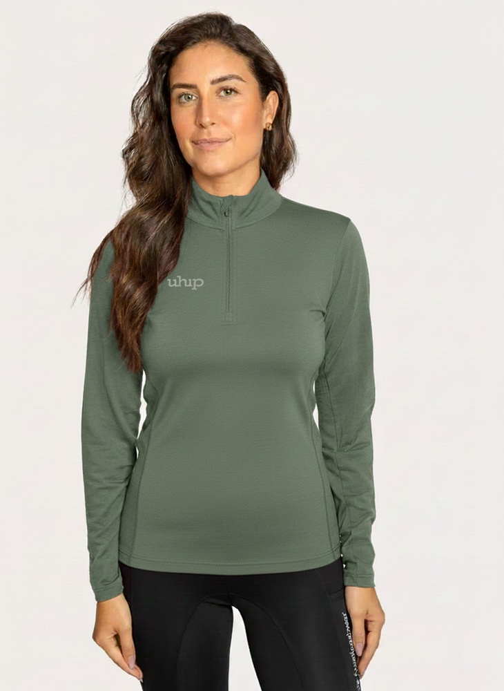Merino Half Zip Top Willow