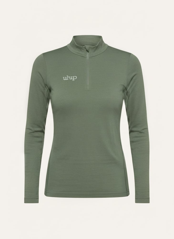 Merino Half Zip Top Willow